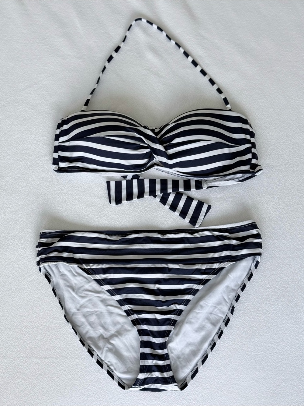 Tommy Bahama-Navy and White Striped Bandeau Bikini Set